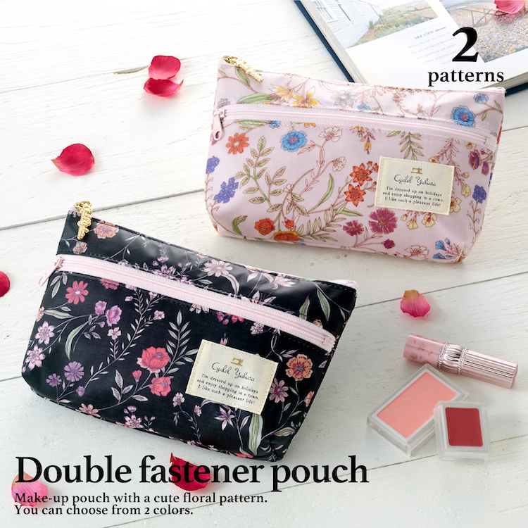 日本製 ななこ ダブルファスナーポーチ レディース かわいい 花柄 おしゃれ ギフト プレゼント