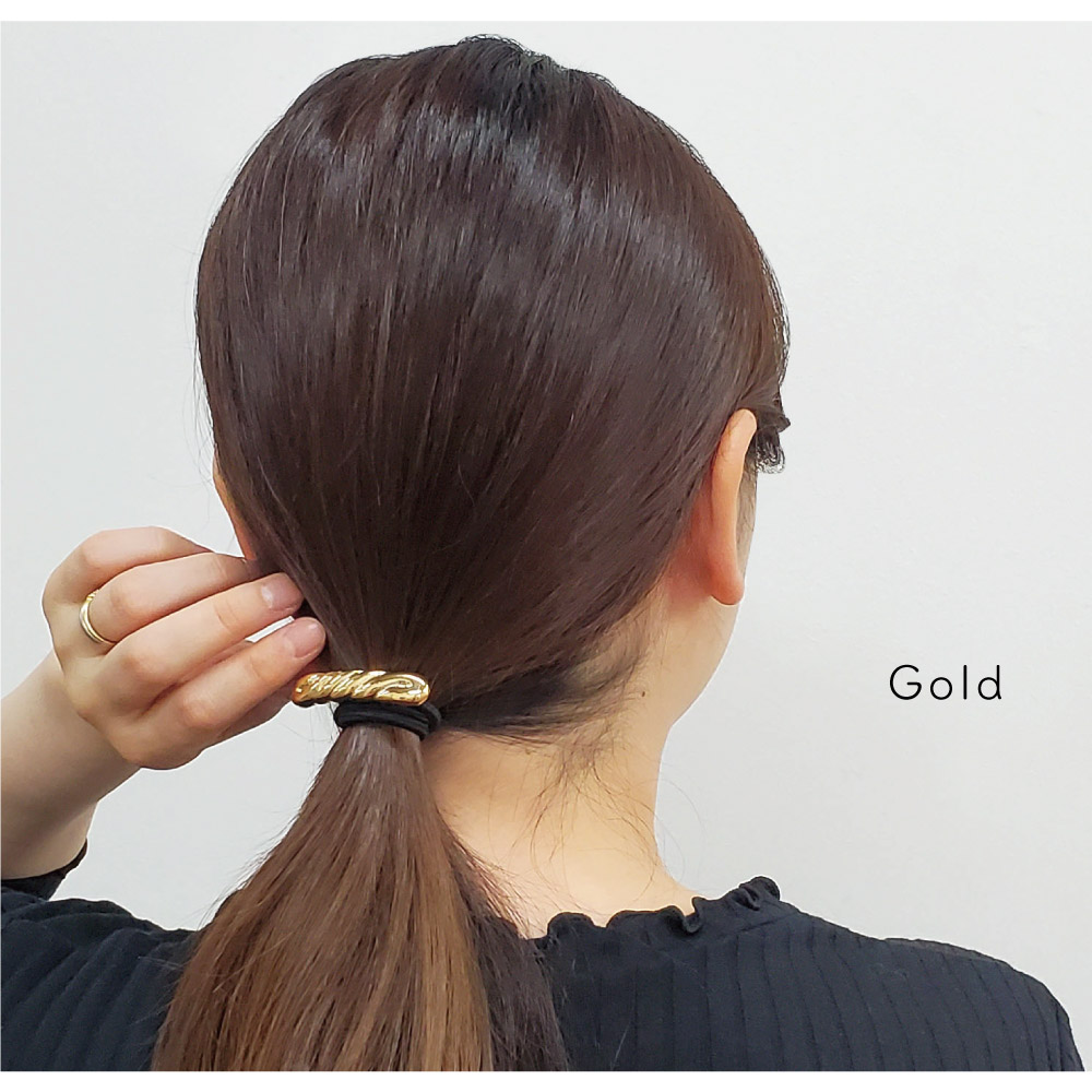 ヘアゴム ツイスト メタル プレート シンプル レディース 大人
