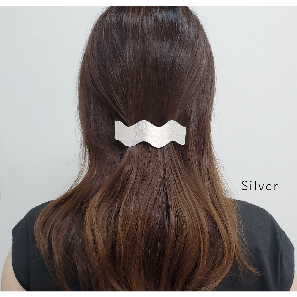 バレッタ ウェーブプレート ヘアアクセサリー メタ ツチメ 大人